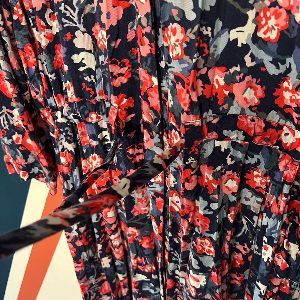 Joules Floral Long Sleeve Dress in Navy and Pink - Picture 4 of 7